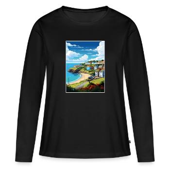 La péninsule de Roseland Cornwall affiche de voyage - T-shirt manches longues Premium bio Femme - noir - Devant - Julia (174cm)