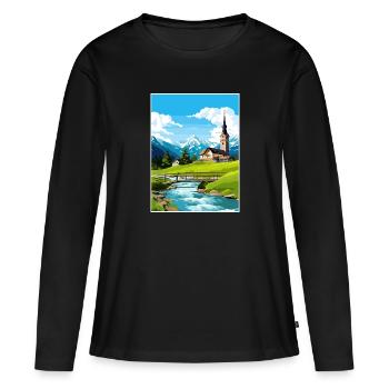 Ramsau Allemagne Berchtesgaden Vintage Travel Poster - T-shirt manches longues Premium bio Femme - noir - Devant - Julia (174cm)