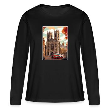 Abbaye de Westminster Londres Vintage voyage affiche WPA - T-shirt manches longues Premium bio Femme - noir - Devant - Julia (174cm)