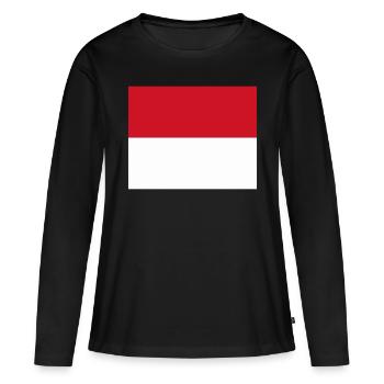 Monaco flag / Drapeau Monaco - T-shirt manches longues Premium bio Femme - noir - Devant - Julia (174cm)