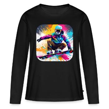 Cool snowboarder dans un style graffiti coloré - T-shirt manches longues Premium bio Femme - noir - Devant - Julia (174cm)