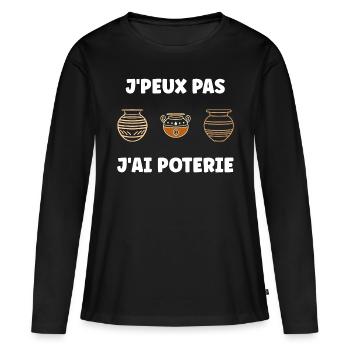 Humour pots de Poterie - T-shirt manches longues Premium bio Femme - noir - Devant - Julia (174cm)