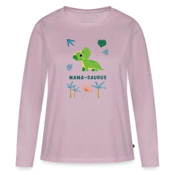 MAMA-SAURUS (FAMILIEN SET) - Frauen Premium Bio Langarmshirt - Altrosa - Vorne - Julia (174cm)