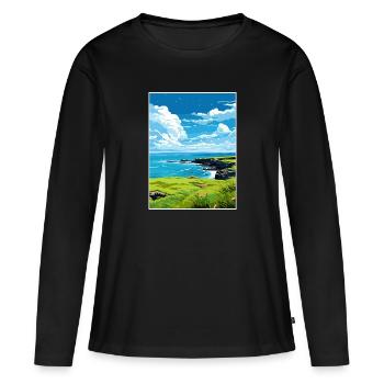 Rame Halbinsel Cornwall Vintage Reiseposter WPA - Frauen Premium Bio Langarmshirt - Schwarz - Vorne - Julia (174cm)