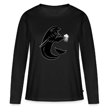 Party Dolphin with Beer on the Beach - Festival in October - Women's Premium Organic Long Sleeve Shirt - black - Front - Julia (174cm)