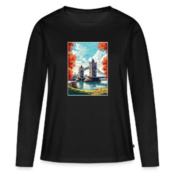 Tower Bridge Angleterre Vintage voyage affiche WPA Art - T-shirt manches longues Premium bio Femme - noir - Devant - Julia (174cm)