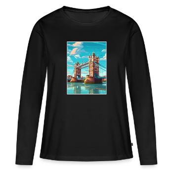 Tower Bridge Angleterre Vintage voyage affiche WPA Art - T-shirt manches longues Premium bio Femme - noir - Devant - Julia (174cm)