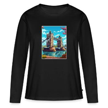 Tower Bridge Angleterre Vintage voyage affiche WPA Art - T-shirt manches longues Premium bio Femme - noir - Devant - Julia (174cm)