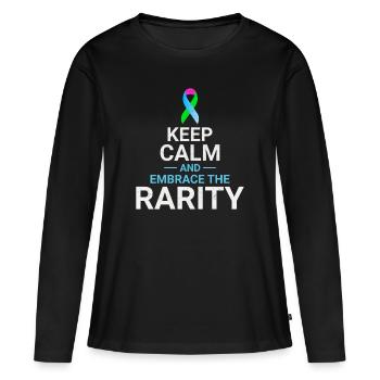 Sensibilisation aux maladies rares : Adoptez la rareté - T-shirt manches longues Premium bio Femme - noir - Devant - Julia (174cm)