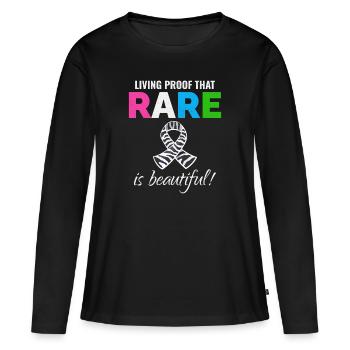 Bewusstsein für seltene Krankheiten Selten ist schön - Frauen Premium Bio Langarmshirt - Schwarz - Vorne - Julia (174cm)