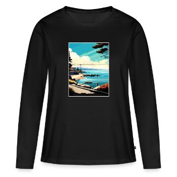 Monterey Bay Californie Vintage voyage affiche WPA - T-shirt manches longues Premium bio Femme - noir - Devant - Julia (174cm)
