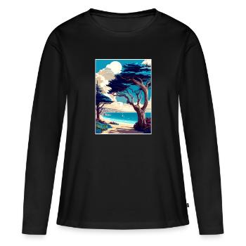 Monterey Bay Californie Vintage voyage affiche WPA - T-shirt manches longues Premium bio Femme - noir - Devant - Julia (174cm)