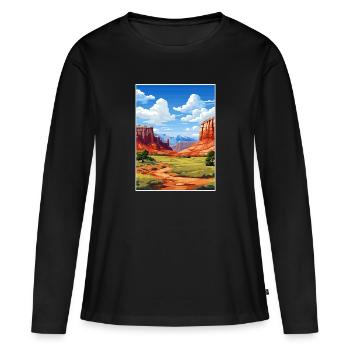 Capitol Reef National Park Affiche de voyage Vintage - T-shirt manches longues Premium bio Femme - noir - Devant - Julia (174cm)