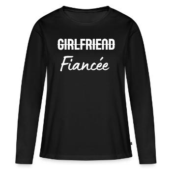 Girlfriend fiancée - T-shirt manches longues Premium bio Femme - noir - Devant - Julia (174cm)