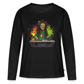 Jamaican Reagge Lion - Frauen Premium Bio Langarmshirt - Schwarz - Vorne - Julia (174cm)