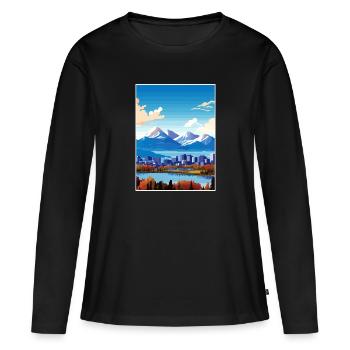 Anchorage Alaska Vintage voyage affiche Souvenir - T-shirt manches longues Premium bio Femme - noir - Devant - Julia (174cm)