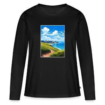 Coromandel-Halbinsel Neuseeland Reiseposter - Frauen Premium Bio Langarmshirt - Schwarz - Vorne - Julia (174cm)