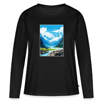 Franz Josef Gletscher Neuseeland Reiseposter - Frauen Premium Bio Langarmshirt - Schwarz - Vorne - Julia (174cm)
