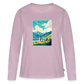 San Martin De Los Andes Vintage voyage affiche WPA - T-shirt manches longues Premium bio Femme - rose poudré - Devant - Julia (174cm)