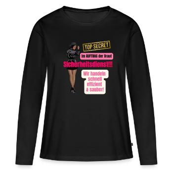 JGA - Frauen Premium Bio Langarmshirt - Schwarz - Vorne - Julia (174cm)