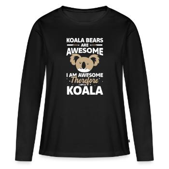 Eucalyptus, Animaux, Doux, Zoo - T-shirt manches longues Premium bio Femme - noir - Devant - Julia (174cm)