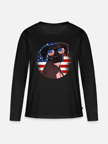 USA - Frauen Premium Bio Langarmshirt - Schwarz