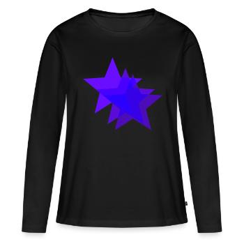 Idée cadeau violet étoiles violettes - T-shirt manches longues Premium bio Femme - noir - Devant - Julia (174cm)