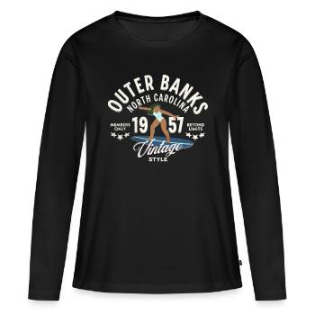 Outerbanks vintage surfing style - T-shirt manches longues Premium bio Femme - noir - Devant - Julia (174cm)