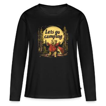 Lets Go Camping Bär - Frauen Premium Bio Langarmshirt - Schwarz - Vorne - Julia (174cm)