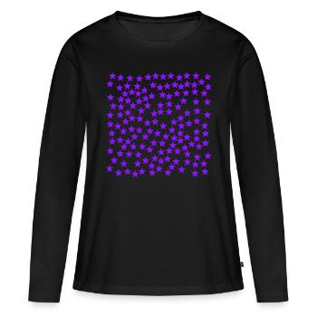Idée cadeau étoile violette violette - T-shirt manches longues Premium bio Femme - noir - Devant - Julia (174cm)