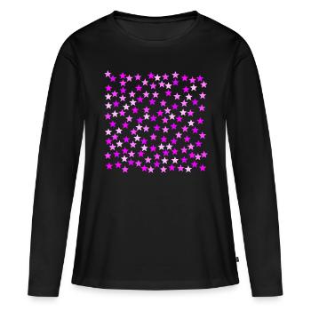 Étoiles Rose Rose Rose Idée Cadeau Rose - T-shirt manches longues Premium bio Femme - noir - Devant - Julia (174cm)