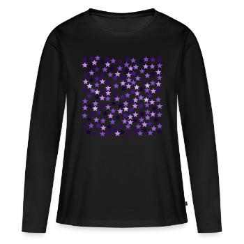 Étoiles rose violet lavande Violet Violet idée cadeau - T-shirt manches longues Premium bio Femme - noir - Devant - Julia (174cm)