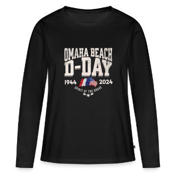 D Day Omaha Beach 2024 - T-shirt manches longues Premium bio Femme - noir - Devant - Julia (174cm)