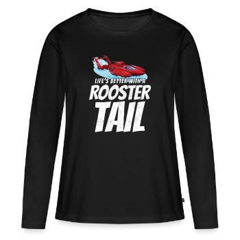 Rooster Tail Rumble : Plaisir des courses d’hydroplanes - T-shirt manches longues Premium bio Femme - noir - Devant - Julia (174cm)