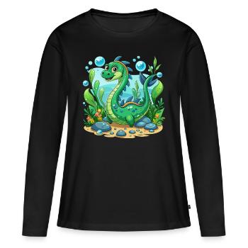 Die kleine Nessie - Frauen Premium Bio Langarmshirt - Schwarz - Vorne - Julia (174cm)