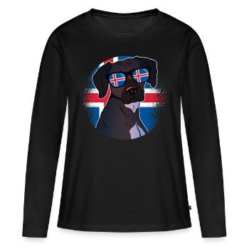 Island - Frauen Premium Bio Langarmshirt - Schwarz - Vorne - Julia (174cm)