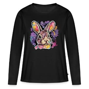 Radiant Rabbit - l’œuvre d’art - T-shirt manches longues Premium bio Femme - noir - Devant - Julia (174cm)