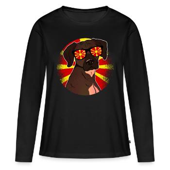 Macédoine - T-shirt manches longues Premium bio Femme - noir - Devant - Julia (174cm)