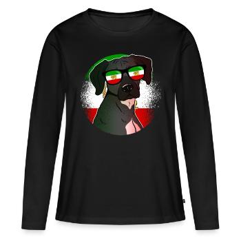 Perse - T-shirt manches longues Premium bio Femme - noir - Devant - Julia (174cm)