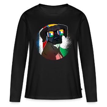 Réunion - T-shirt manches longues Premium bio Femme - noir - Devant - Julia (174cm)