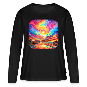 Motif psychédélique IV - T-shirt manches longues Premium bio Femme - noir - Devant - Julia (174cm)