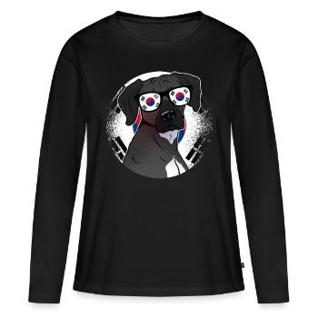 Corée du Sud - T-shirt manches longues Premium bio Femme - noir - Devant - Julia (174cm)