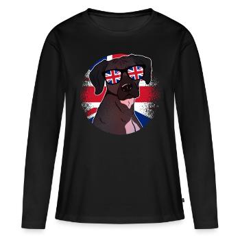 Royaume-Uni - T-shirt manches longues Premium bio Femme - noir - Devant - Julia (174cm)