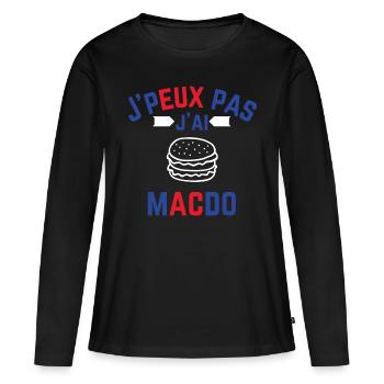 J peux pas j ai Macdo b b r - T-shirt manches longues Premium bio Femme - noir - Devant - Julia (174cm)