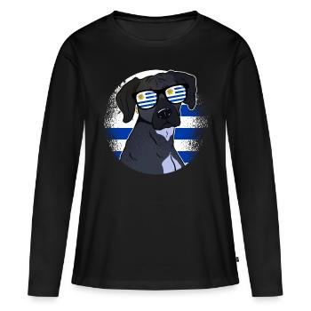 Uruguay - T-shirt manches longues Premium bio Femme - noir - Devant - Julia (174cm)