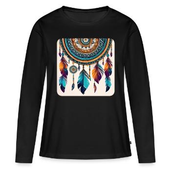 Spiritueller Traumfänger - Frauen Premium Bio Langarmshirt - Schwarz - Vorne - Julia (174cm)