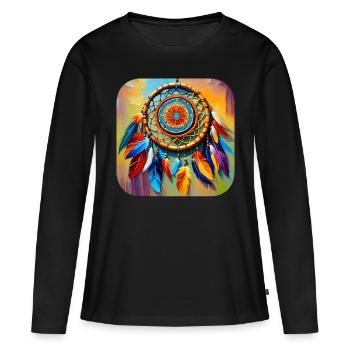 Attrape-rêves spirituel - T-shirt manches longues Premium bio Femme - noir - Devant - Julia (174cm)