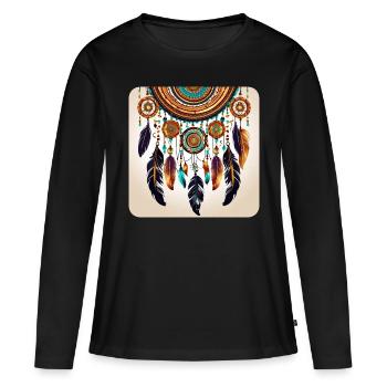 Spiritueller Traumfänger - Frauen Premium Bio Langarmshirt - Schwarz - Vorne - Julia (174cm)