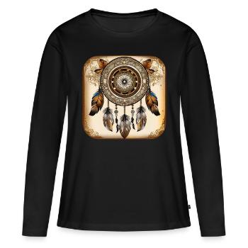 Attrape-rêves spirituel - T-shirt manches longues Premium bio Femme - noir - Devant - Julia (174cm)