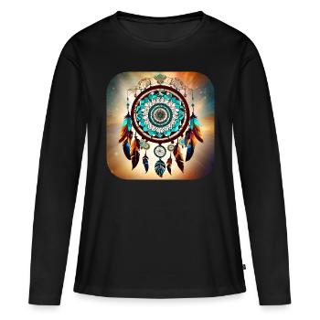 Spiritueller Traumfänger - Frauen Premium Bio Langarmshirt - Schwarz - Vorne - Julia (174cm)